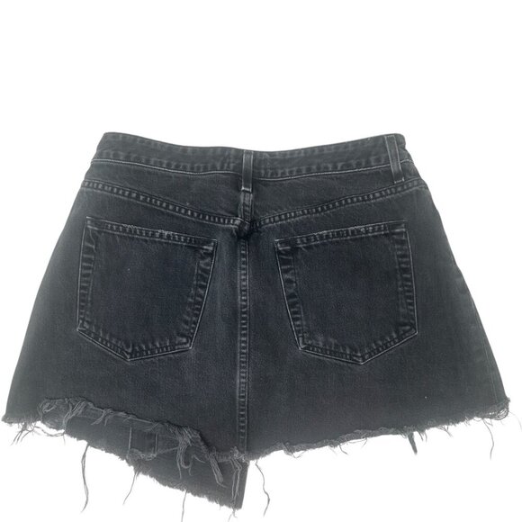 Agolde Criss Cross Distressed Jean Denim Mini Skirt Size 30 In Pivot Wash Black - Picture 9 of 14